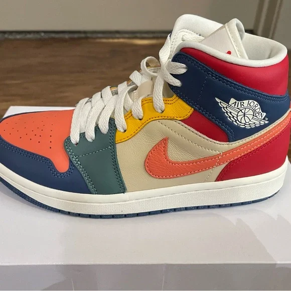 Women's Air Jordan 1 Mid SE in French Blue/Magic Ember - Picture 2 of 13